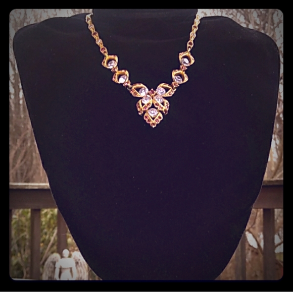 Vintage Jewelry - BOGOFF Antique GoldTone Purple Lavender Rhinestone